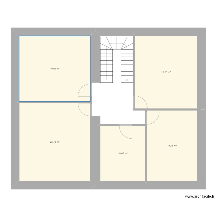 PLAN 1 er etage. Plan de 5 pièces et 89 m2