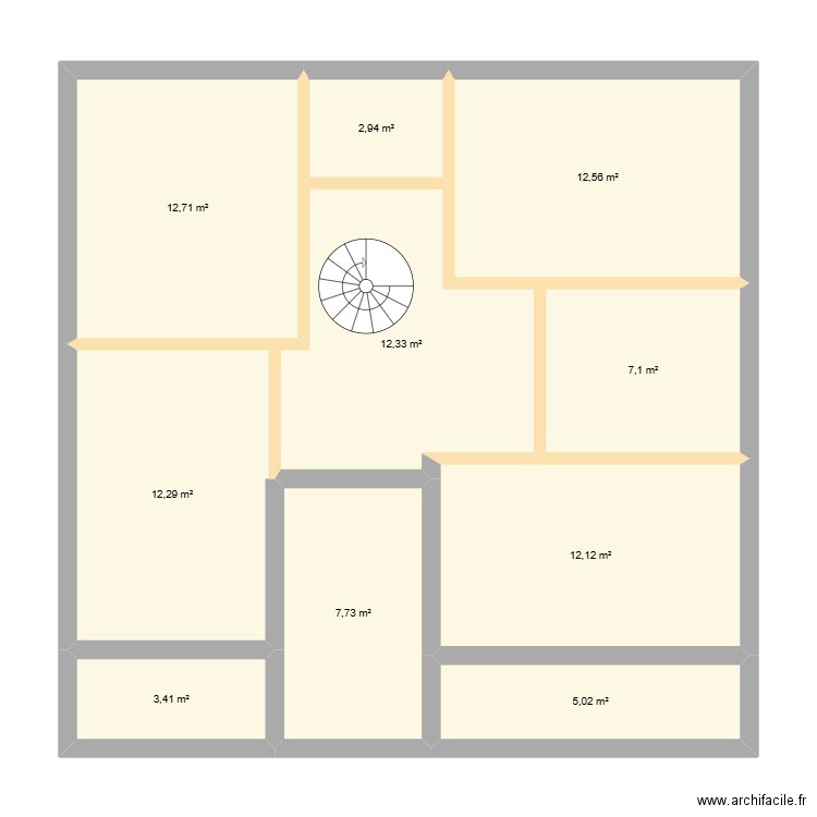 R+1. Plan de 10 pièces et 88 m2