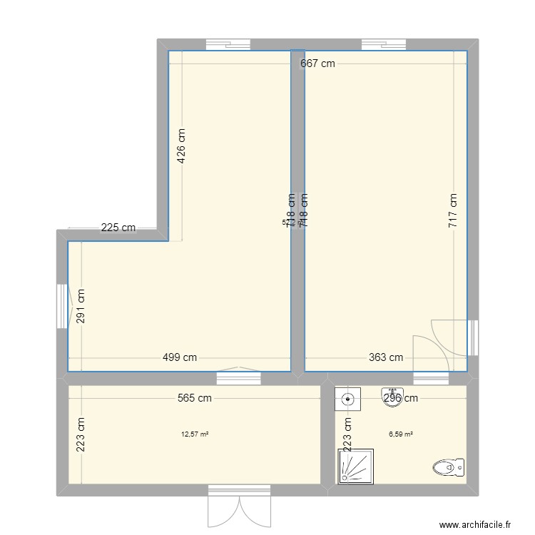 Bureau. Plan de 3 pièces et 71 m2