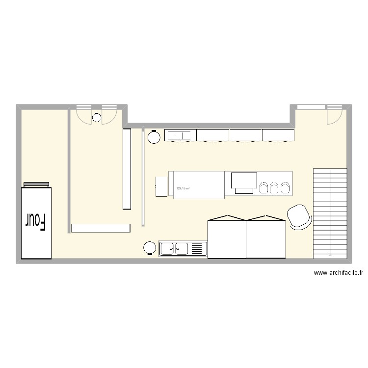 Plan boulangerie no limite. Plan de 1 pièce et 205 m2