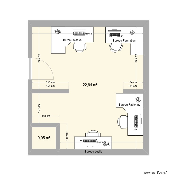 Protec. Plan de 2 pièces et 24 m2