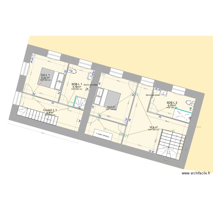 Maison paroissiale 3.0 Elec Etage 1. Plan de 11 pièces et 126 m2