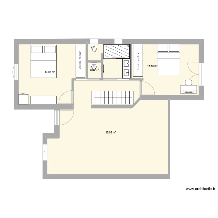 maison . Plan de 4 pièces et 67 m2