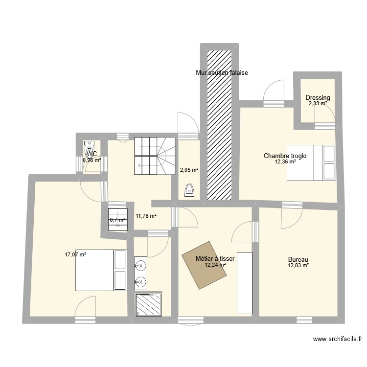 Lussault R+1. Plan de 10 pièces et 78 m2