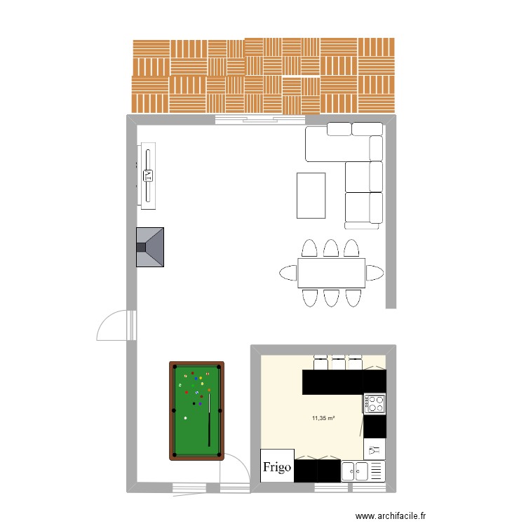 plan 1. Plan de 1 pièce et 11 m2