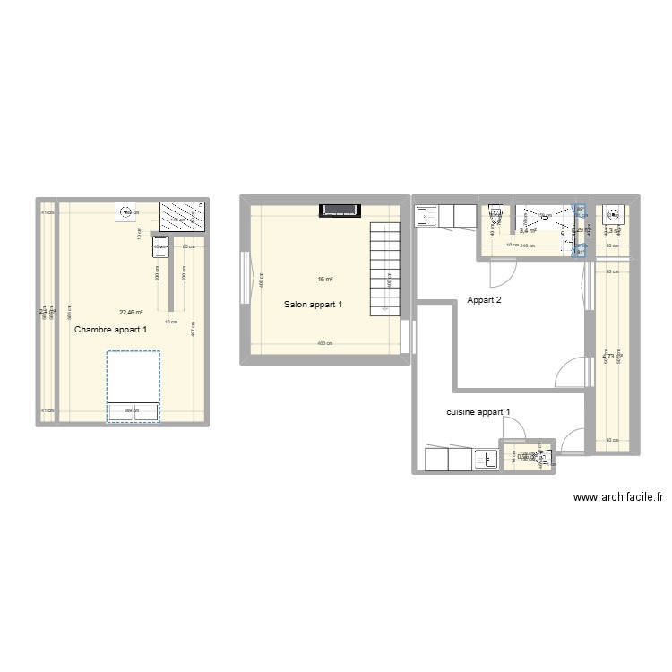 APPART 3 VERSION 21 01 24. Plan de 8 pièces et 52 m2