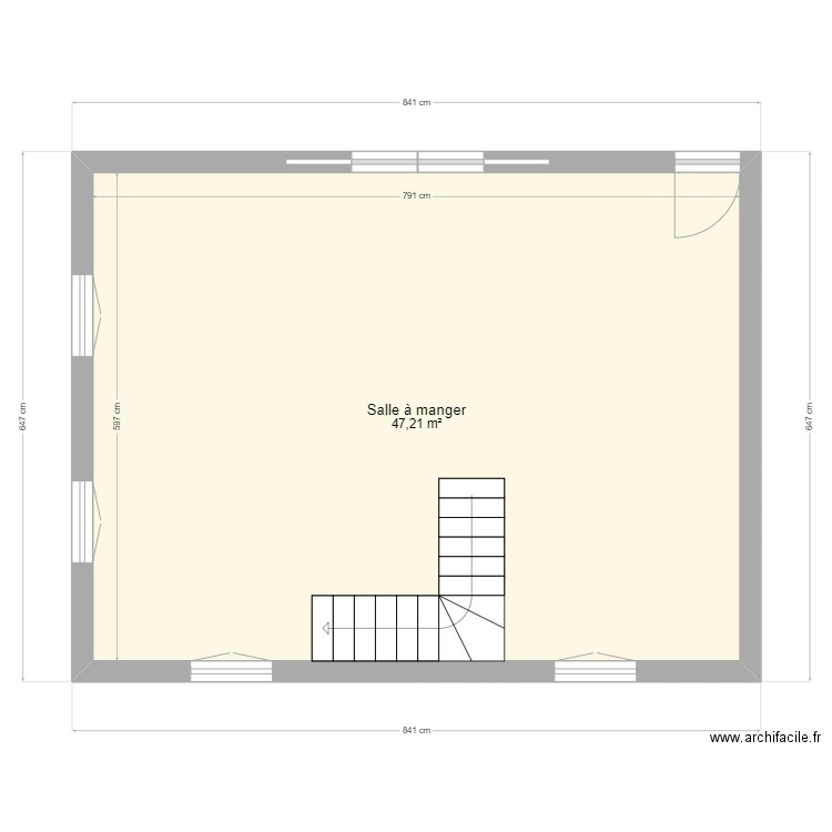 maison. Plan de 1 pièce et 47 m2