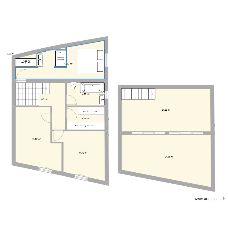 maison luzinay ETAGE1 version 2. Plan de 10 pièces et 99 m2