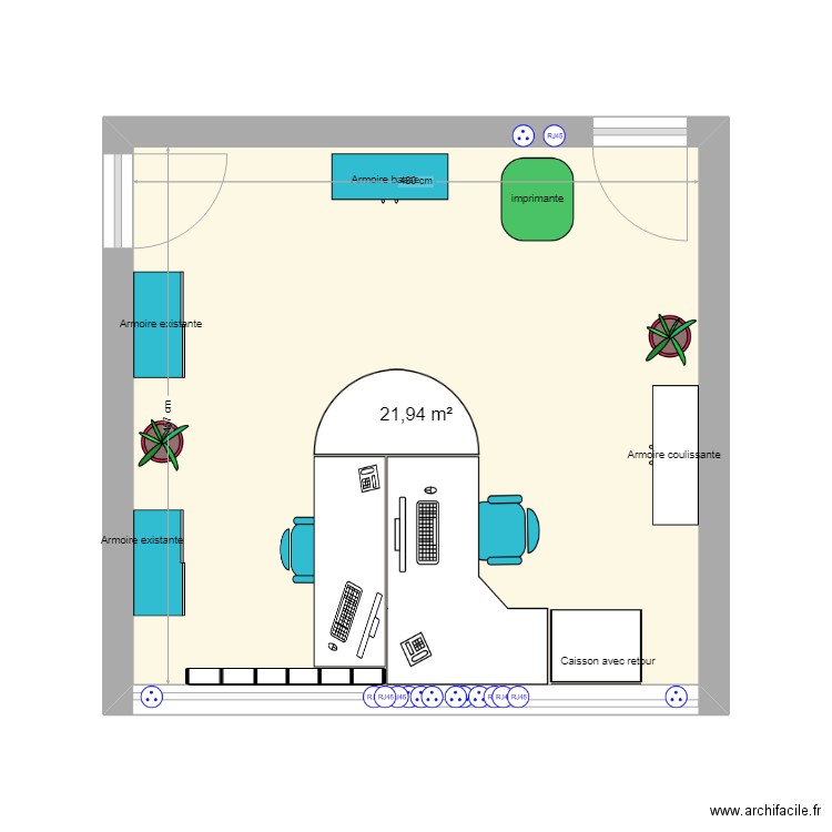 bureau sandrine 2. Plan de 1 pièce et 22 m2