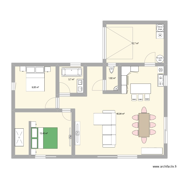 test maison. Plan de 6 pièces et 82 m2