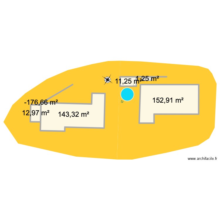 Cabanon. Plan de 6 pièces et 322 m2