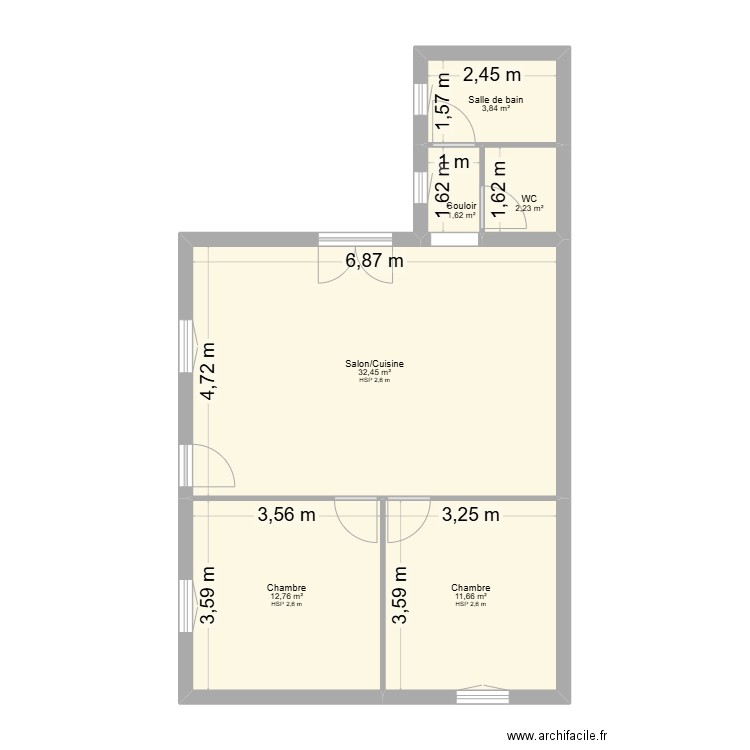 GRIFFON. Plan de 6 pièces et 65 m2