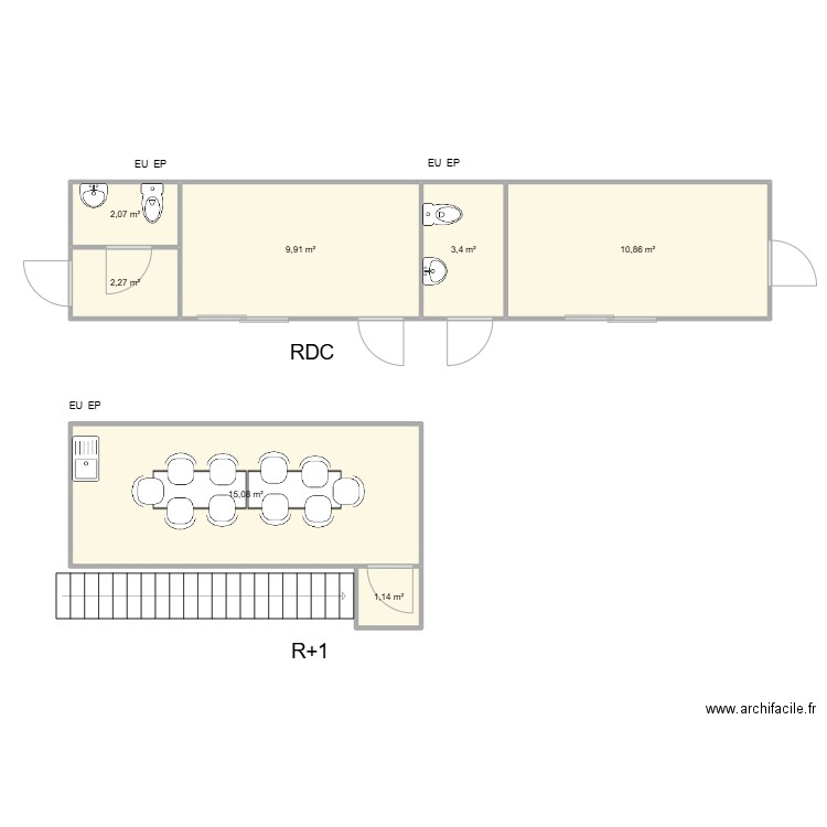 EIFFAGE BELLEVILLE INTERMARCHE. Plan de 7 pièces et 45 m2