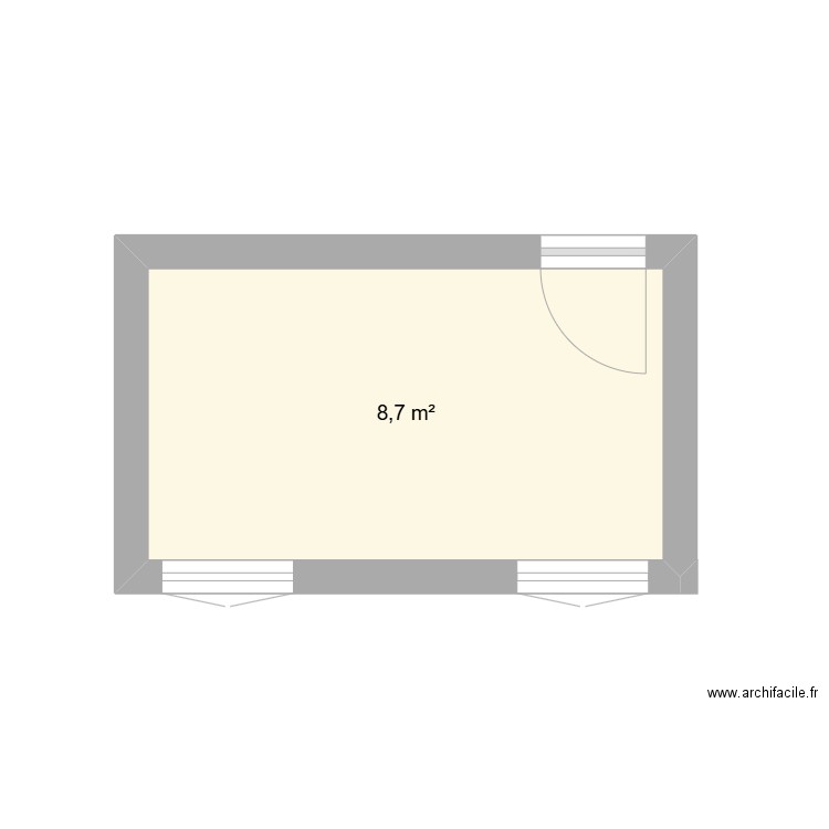 CHAMBRE ELAINE. Plan de 1 pièce et 9 m2