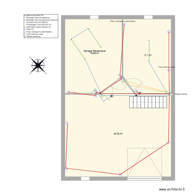 garage. Plan de 3 pièces et 81 m2