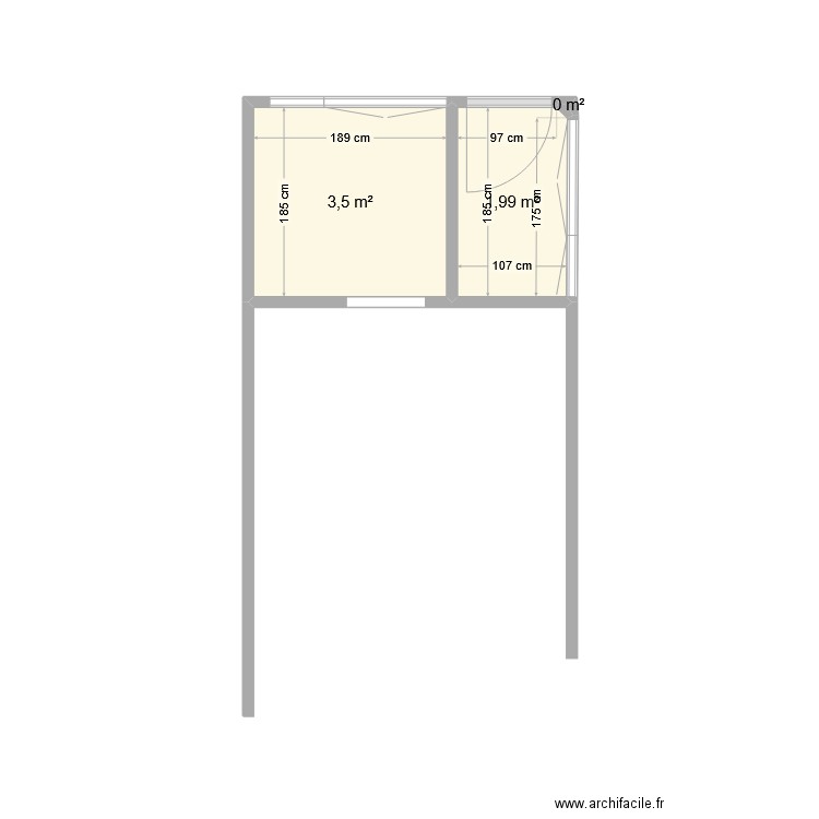 2 plan. Plan de 3 pièces et 5 m2