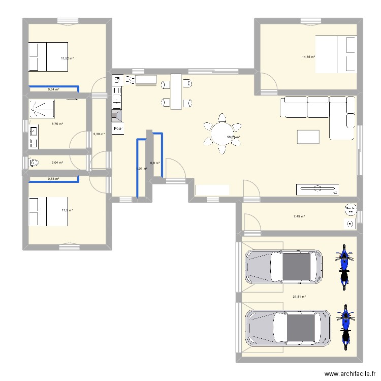 MAISON 1. Plan de 13 pièces et 152 m2