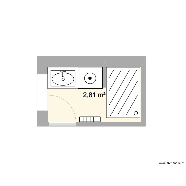 Salle de bain. Plan de 1 pièce et 3 m2