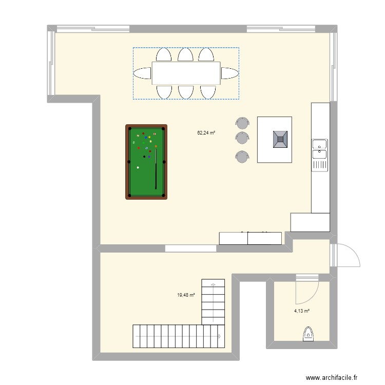 reproduire. Plan de 3 pièces et 86 m2