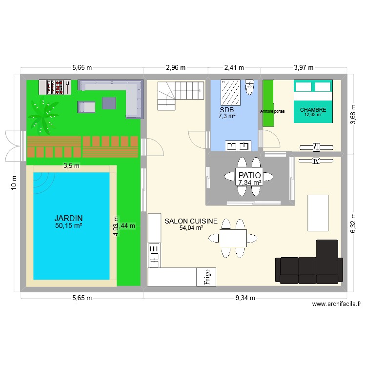 MAMECHE 2. Plan de 5 pièces et 131 m2