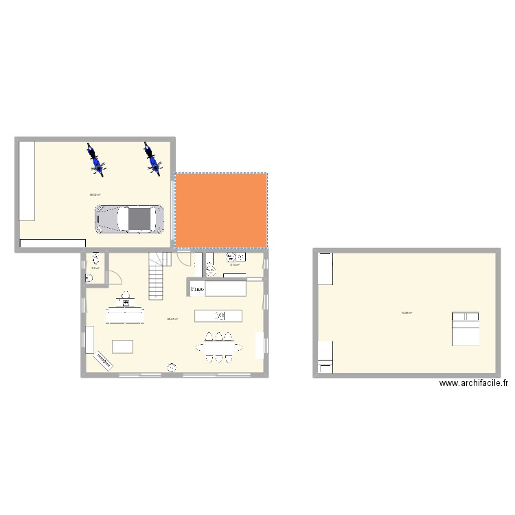 maison 1. Plan de 5 pièces et 204 m2