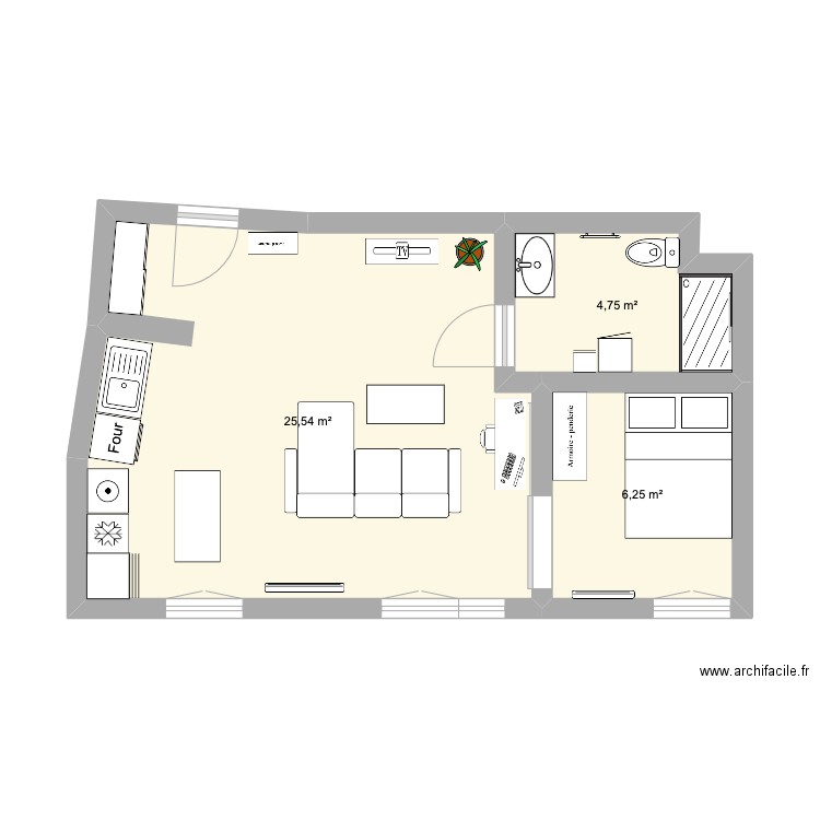 JOINVILLE. Plan de 3 pièces et 37 m2