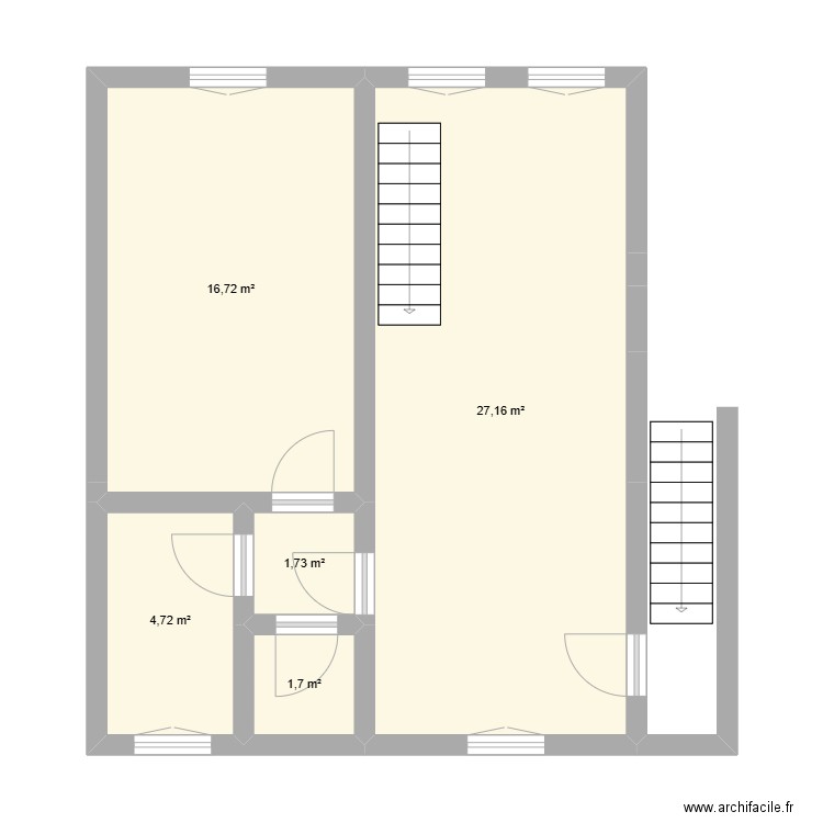 plan niveau 1 duplex . Plan de 5 pièces et 52 m2