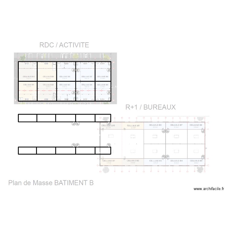 50253 croquis Masse Bât B. Plan de 20 pièces et 284 m2