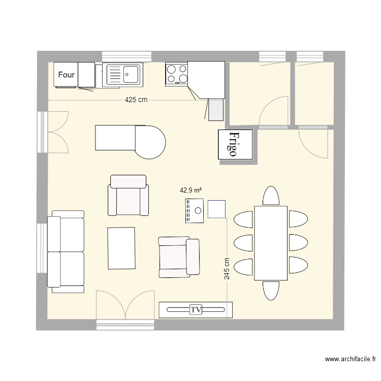 plan rdc chalet 2024. Plan de 1 pièce et 43 m2