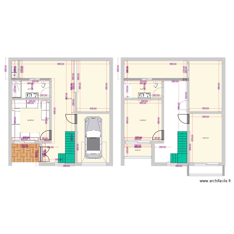 maison akl. Plan de 9 pièces et 146 m2