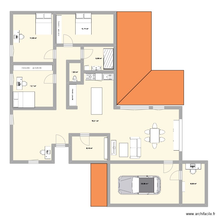 Maison. Plan de 9 pièces et 152 m2