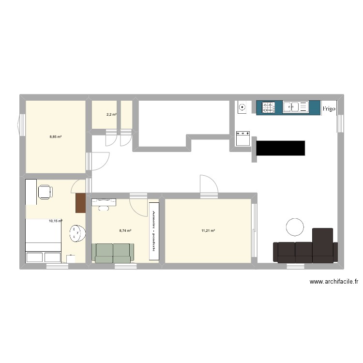 Appartement. Plan de 5 pièces et 41 m2