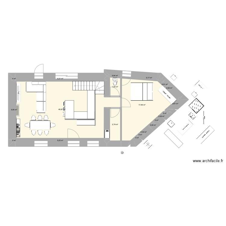 maison finale. Plan de 15 pièces et 62 m2