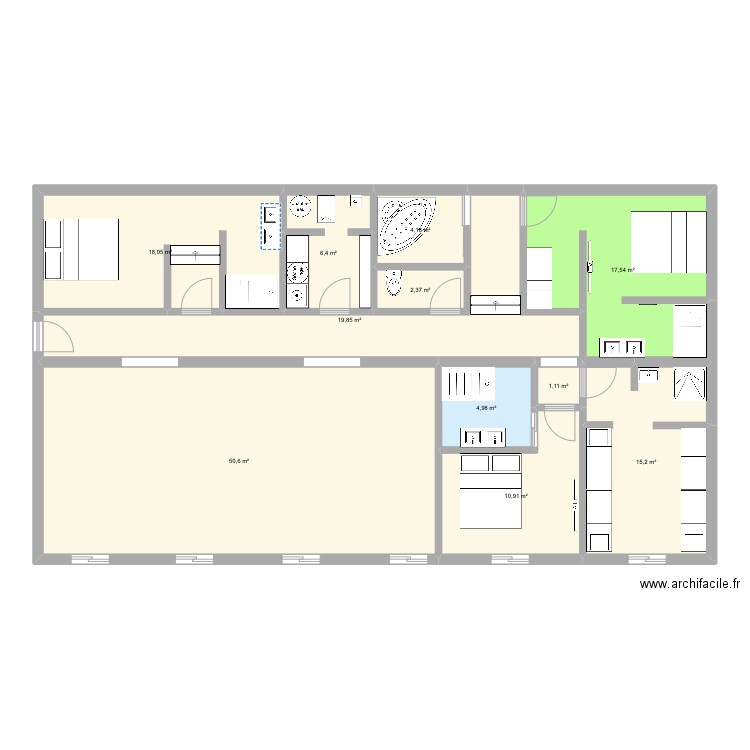 Lou3. Plan de 11 pièces et 151 m2