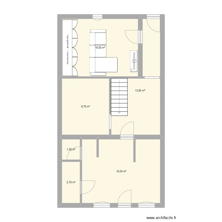 Talence changement meuble. Plan de 6 pièces et 62 m2