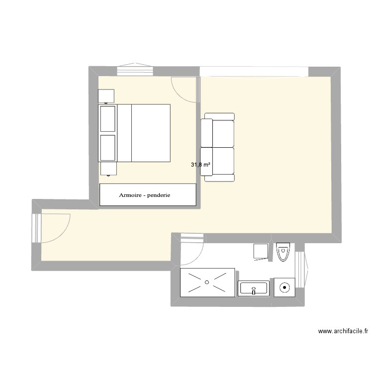 EMMA 3. Plan de 1 pièce et 32 m2