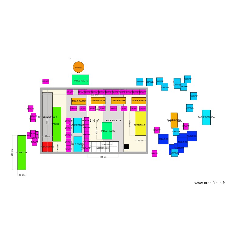 SALLE FONDS 3. Plan de 1 pièce et 22 m2