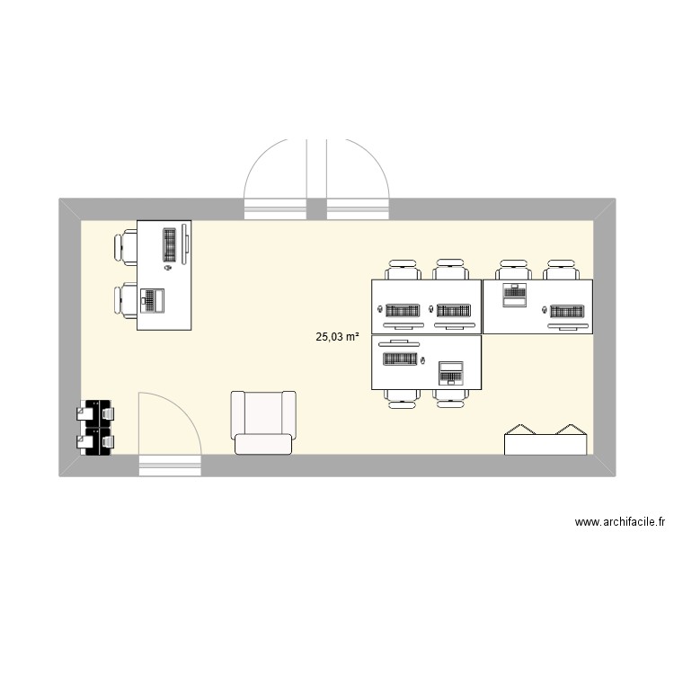 Salle de naissance version 1. Plan de 1 pièce et 25 m2