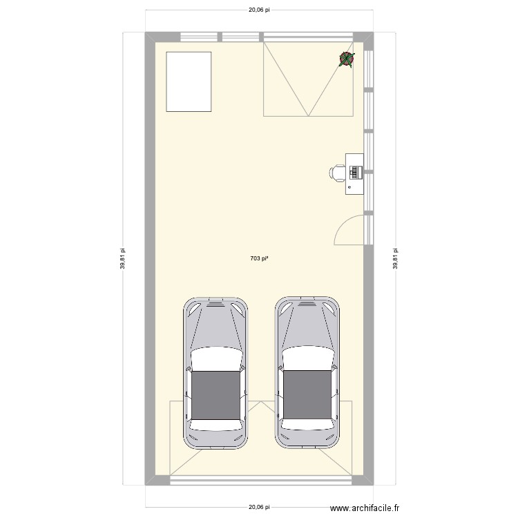 Garage Michel 65,3m2. Plan de 1 pièce et 65 m2