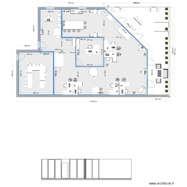 Co-working 2. Plan de 2 pièces et 178 m2