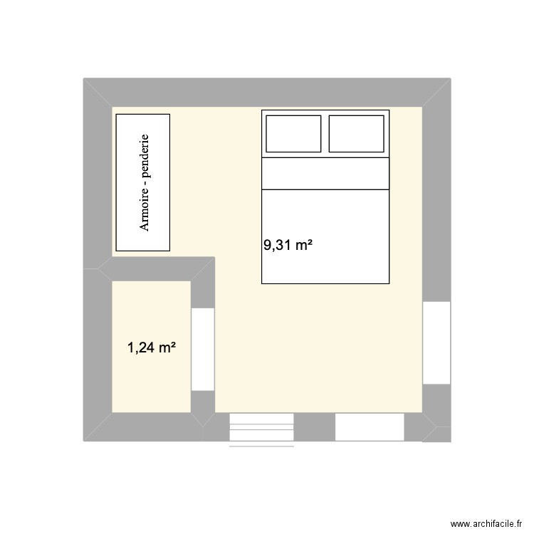 CHAMBRE. Plan de 2 pièces et 11 m2