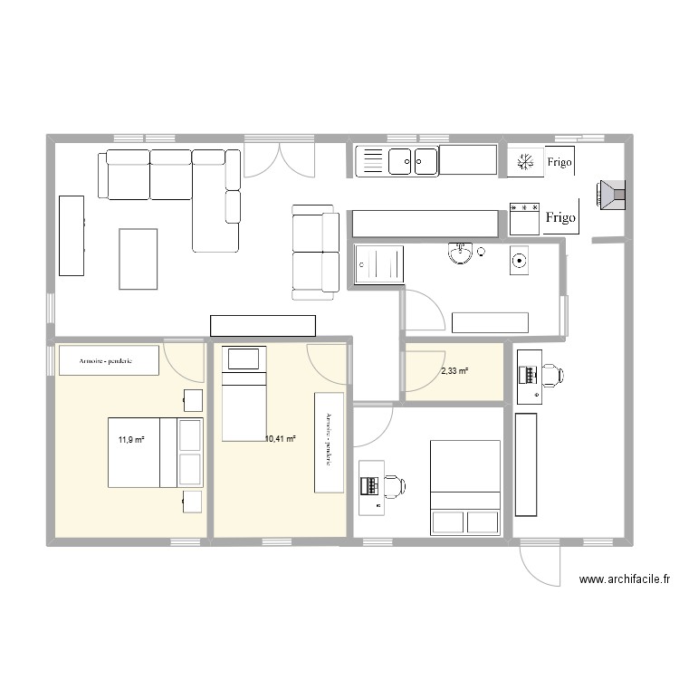 My Home. Plan de 3 pièces et 25 m2