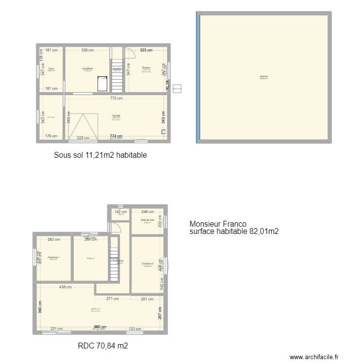 Franco juif. Plan de 15 pièces et 228 m2