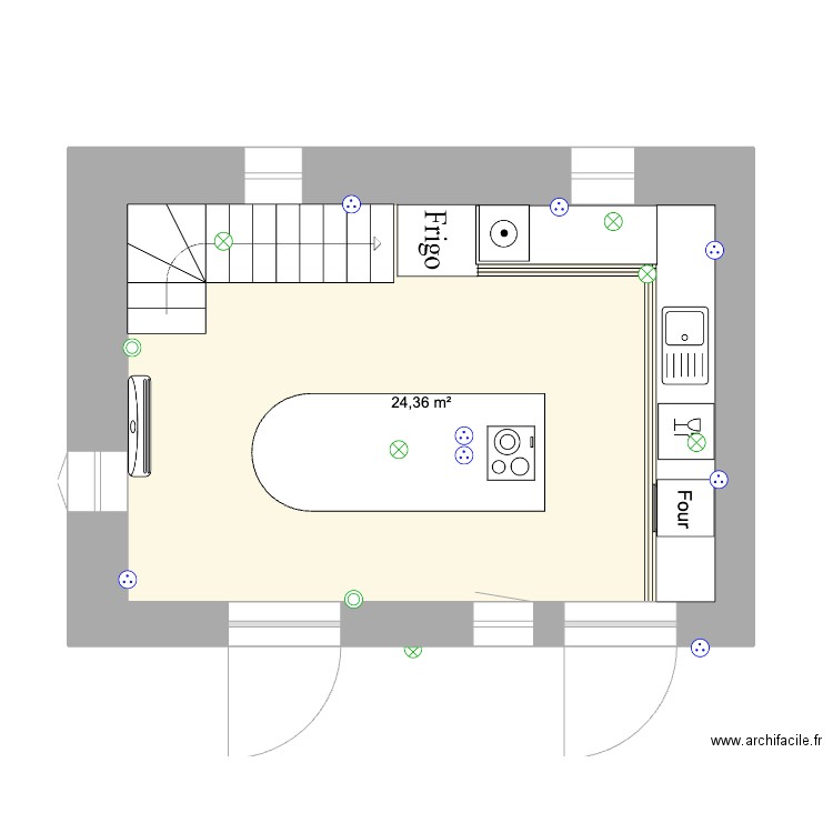 MAISON PLAN RDC. Plan de 1 pièce et 24 m2