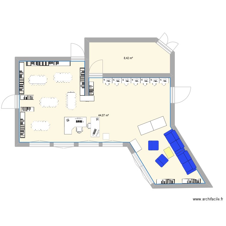 Plan CDI. Plan de 2 pièces et 52 m2