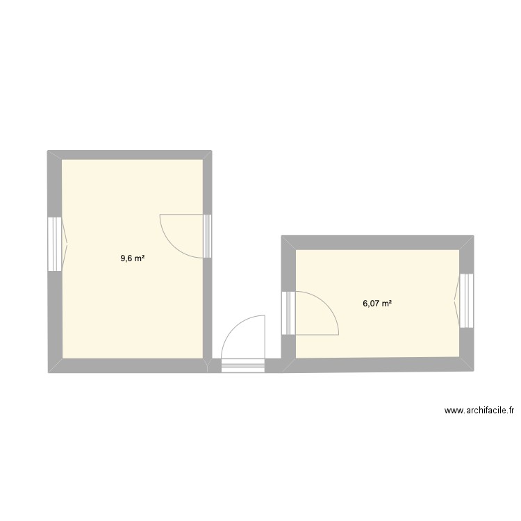 cuisine. Plan de 2 pièces et 16 m2