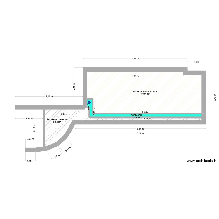 residence port du sud   bat. France . Plan de 3 pièces et 27 m2