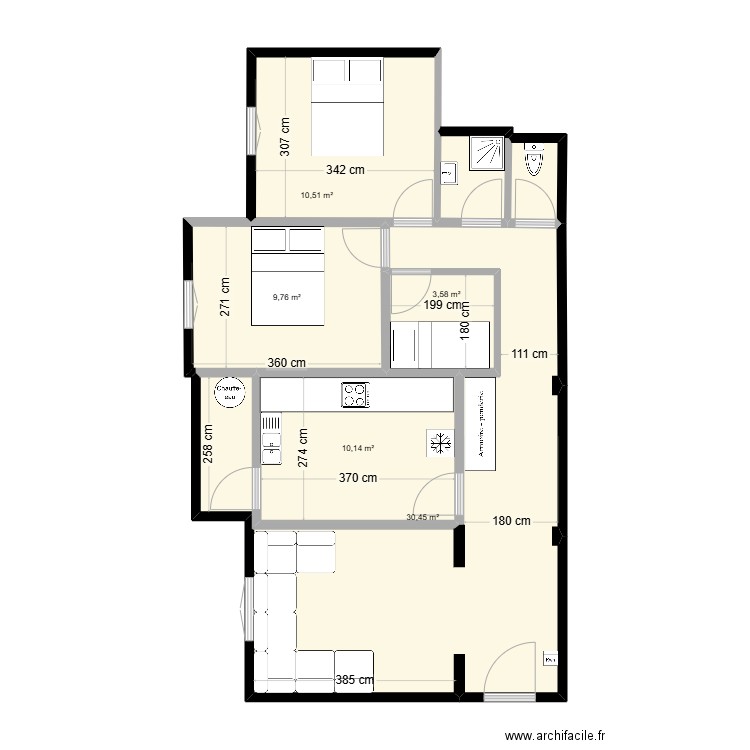 appt silo v2. Plan de 6 pièces et 68 m2