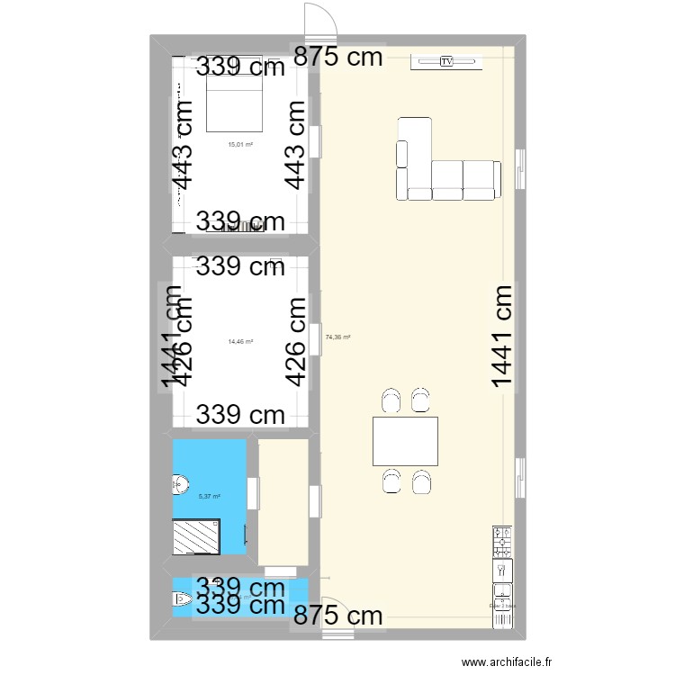 MAISON. Plan de 5 pièces et 164 m2