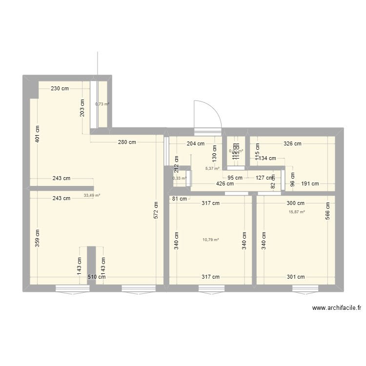 appartement fini. Plan de 7 pièces et 68 m2